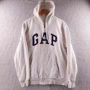 Vintage GAP Men's Hoodie Full Zip Logo Graphic Sweatshirt Size M Y2k‎ Boxy